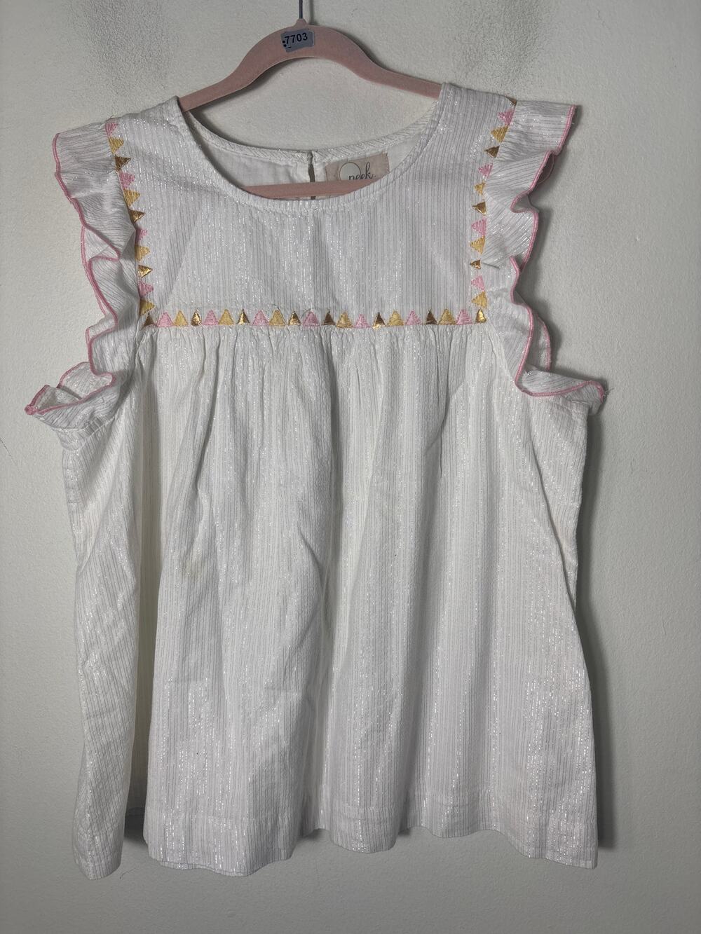 Girls Peek...Kids White Flutter Sleeve Cotton Top Sz 12